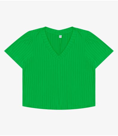 Blusa Canelada Plus Infinita Cor Verde