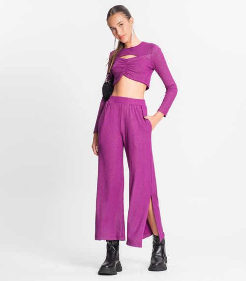Calça Juvenil Feminina Em Ribana Canelada Minty Roxo