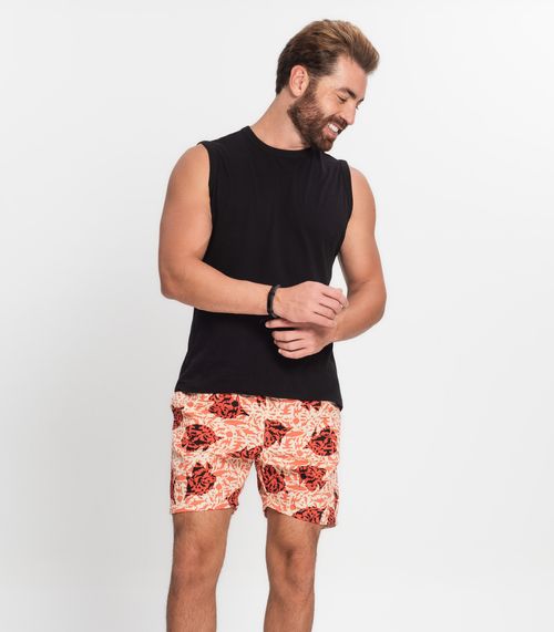 Shorts Masculino Estampado Microfibra Rovitex Laranja