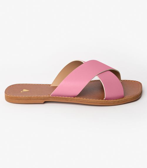 Sandália Rasteirinha Com Tiras Largas Select Rosa