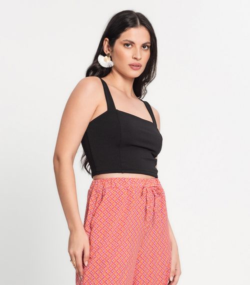 Conjunto Feminino Cropped e Calça Estampada Select Laranja