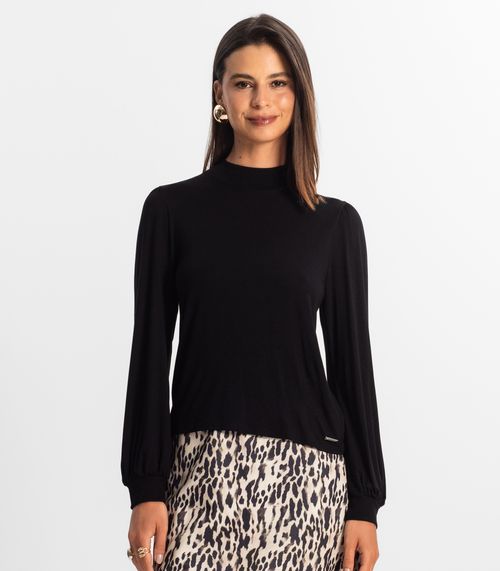 Blusa Manga Longa Feminina Rovitex Preto