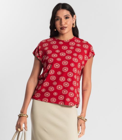 Blusa Feminina Estampada Rovitex Vermelho