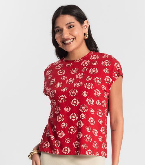 Blusa Feminina Estampada Rovitex Vermelho