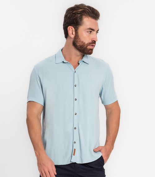 Camisa Masculina Em Viscose Dobby Diametro Azul