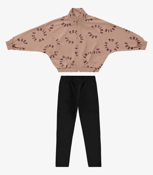 Conjunto Infantil Jaqueta Com Legging Rovi Kids Marrom