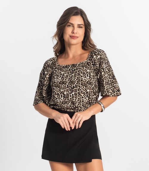 Blusa Feminina Manga Curta Select Bege