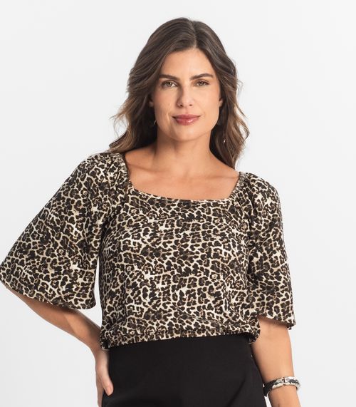 Blusa Feminina Manga Curta Select Bege