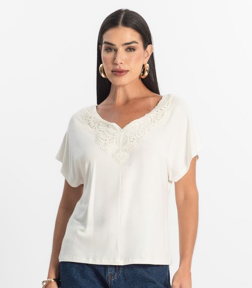 Blusa Feminina Manga Curta Viscotorcion Select Bege