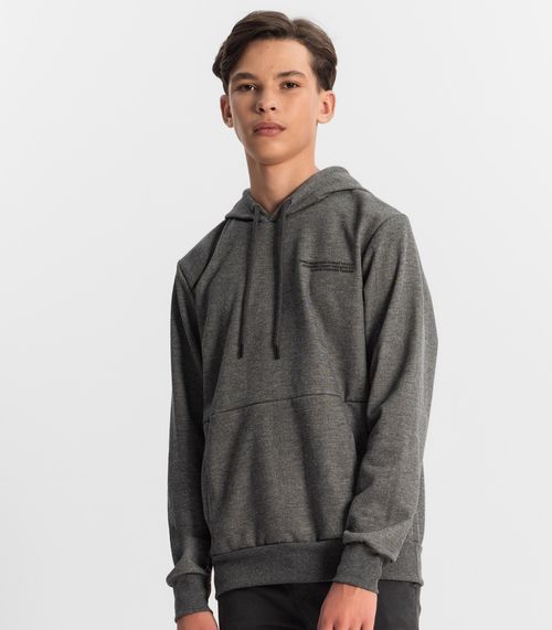Moletom Juvenil Menino Com Capuz Minty Cinza