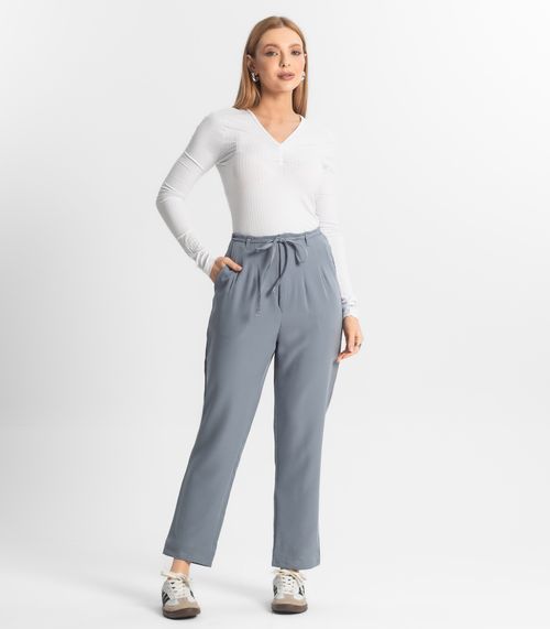Calça Feminina Cenoura Em Alfaiataria Veshine Azul