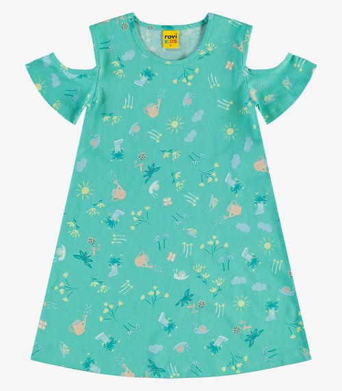 Vestido infantil em Meia Malha Rovi Kids Verde