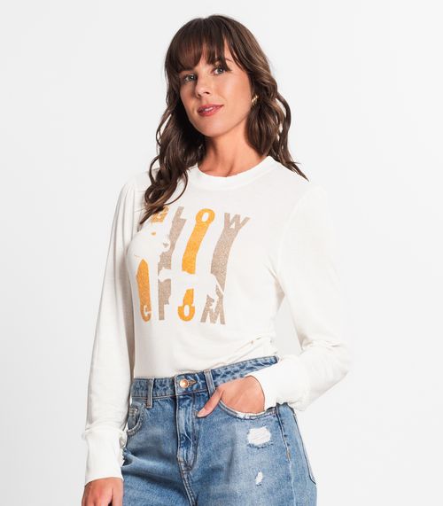 Blusa Feminina Manga Longa Glow Rovitex Bege