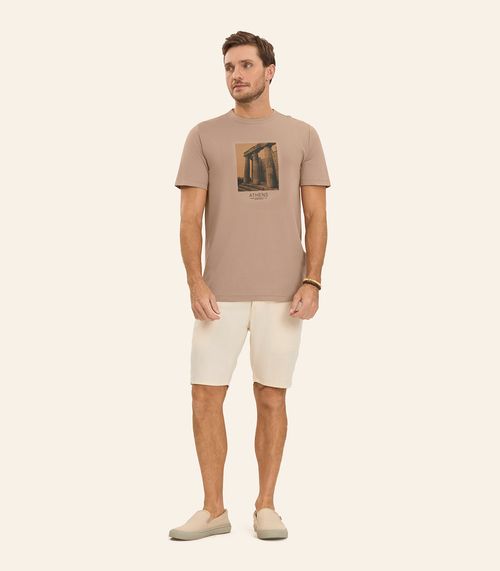 Camiseta Masculina em Meia Malha Diametro Marrom