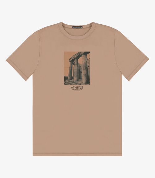 Camiseta Masculina em Meia Malha Diametro Marrom