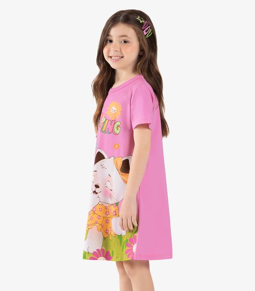 Vestido Infantil Manga Curta Rovi Kids Rosa