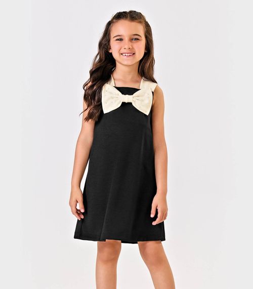 Vestido Ponto Roma Laço Trick Nick Preto