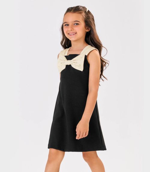 Vestido Ponto Roma Laço Trick Nick Preto