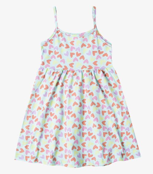 Vestido Infantil Estampado de Alcinha Bju Kids Verde