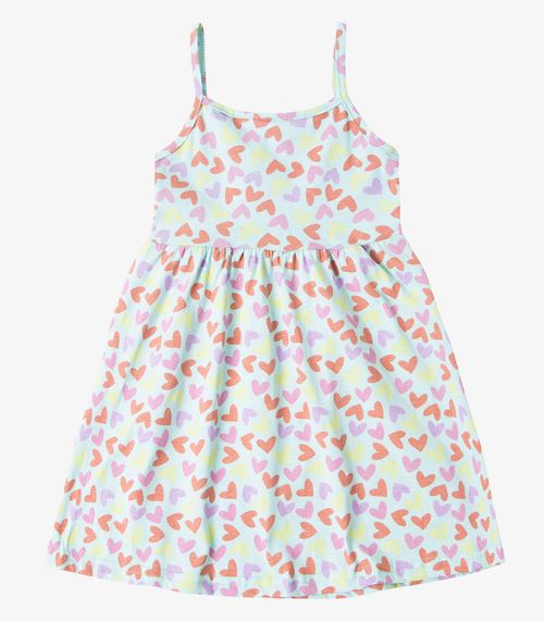 Vestido Infantil Estampado de Alcinha Bju Kids Verde
