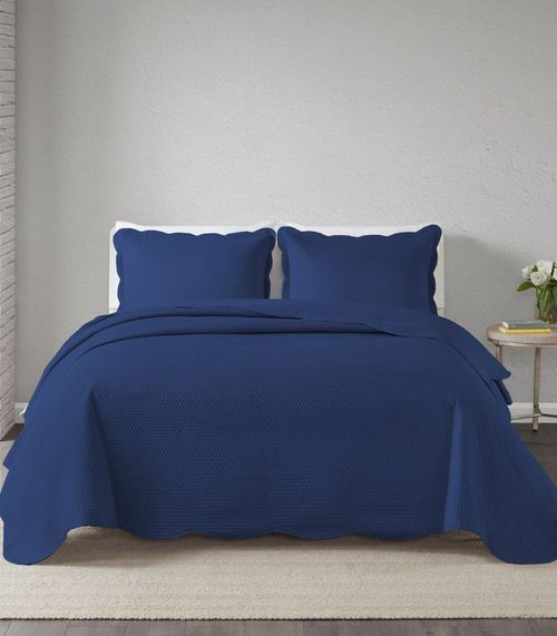 Jogo De Colcha Milao Queen Corttex Azul