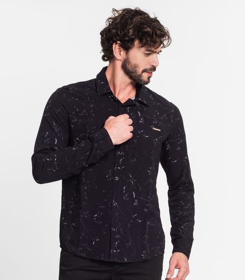 Camisa Manga Longa Masculina Diametro Preto