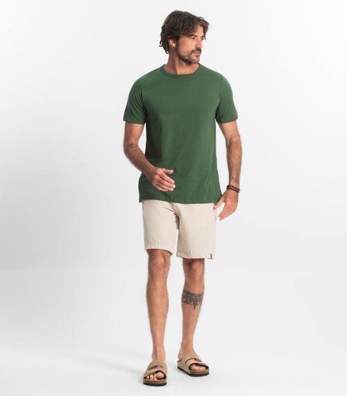 Bermuda Masculina Sarja Elástico E Bolsos Shift Bege