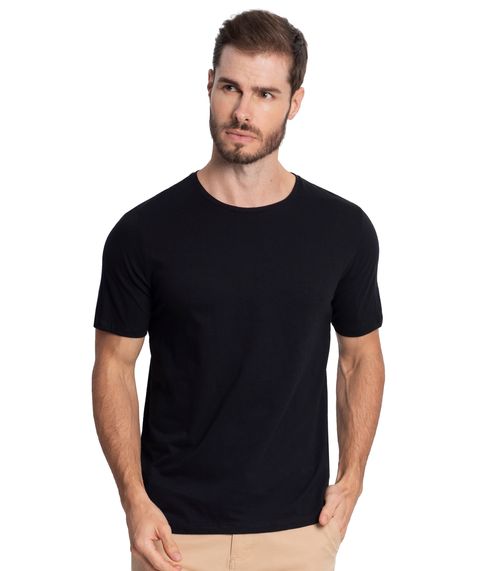 Camiseta Masculina Meia Malha Maquinetada Diametro Preto
