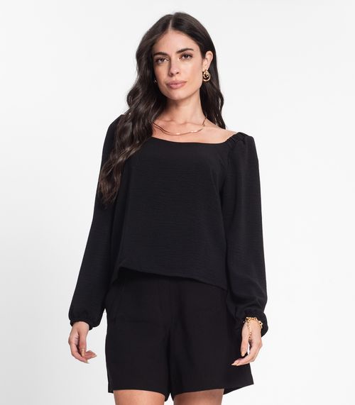 Blusa Feminina Manga 7/8 Rovitex Preto