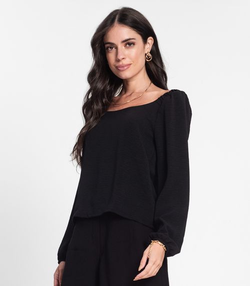 Blusa Feminina Manga 7/8 Rovitex Preto
