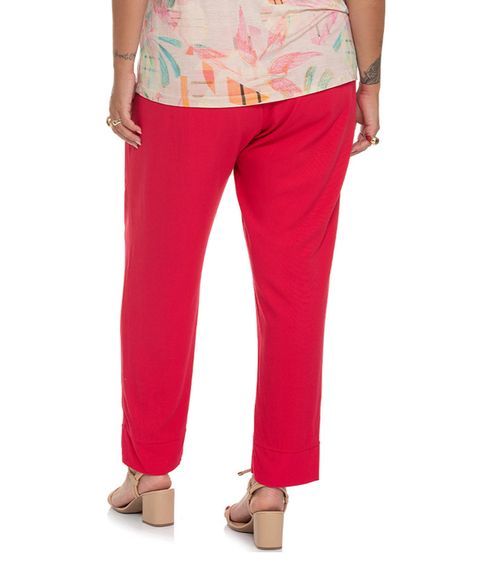 Calça Feminina Plus Size Com Pregas Secret Glam Vermelho