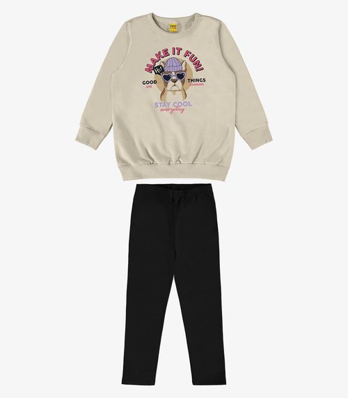 Conjunto Infantil Blusão Com Legging Rovi Kids Bege
