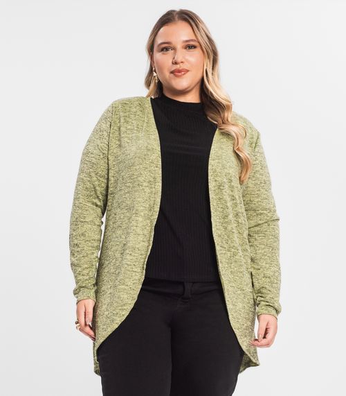 Cardigan Feminino Plus Alongado Infinita Cor Amarelo