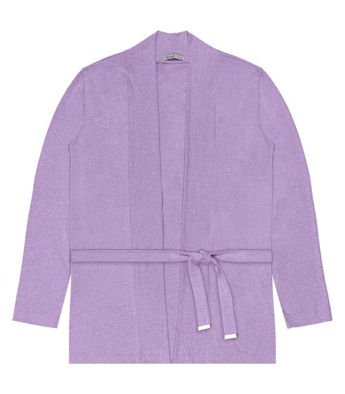 Cardigan Feminino Plus Size Em Tricot Secret Glam Roxo