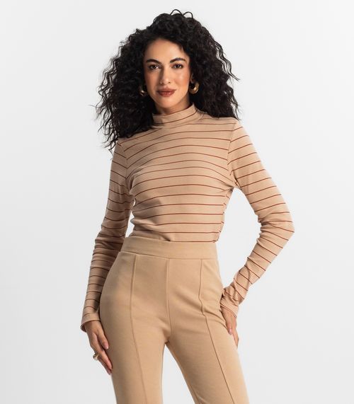 Blusa Manga Longa Feminina Rovitex Marrom