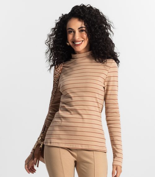 Blusa Manga Longa Feminina Rovitex Marrom