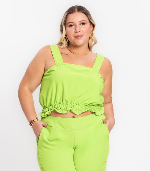 Regata Cropped Plus Size Neon Secret Glam Verde
