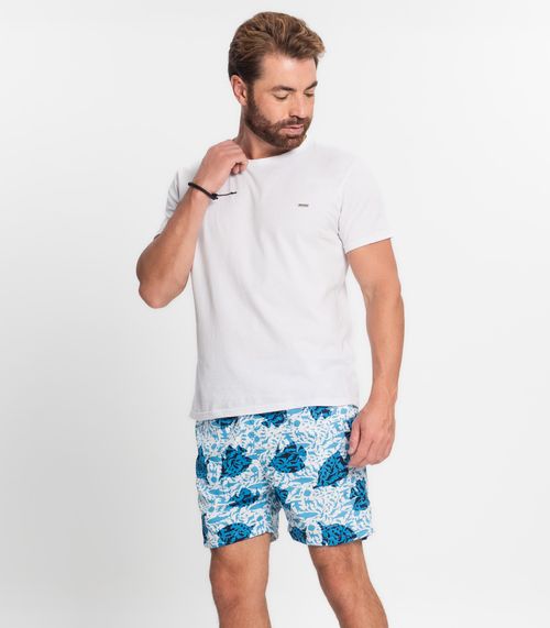 Shorts Masculino Estampado Microfibra Rovitex Azul