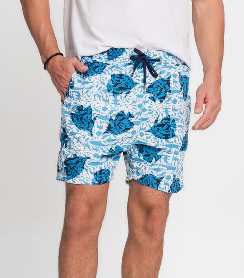 Shorts Masculino Estampado Microfibra Rovitex Azul