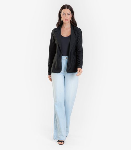 Blazer Feminino Poliamida Brilhos Autenticada Preto