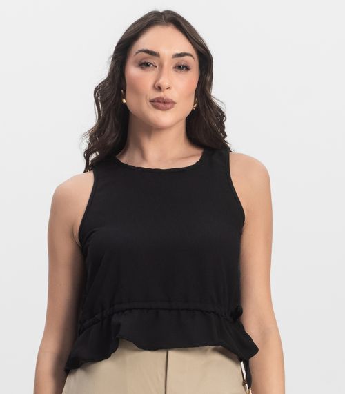 Regata Feminina em Crepe Infinita Cor Preto