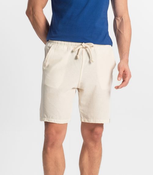 Bermuda Masculina Sarja Elástico E Bolsos Shift Bege