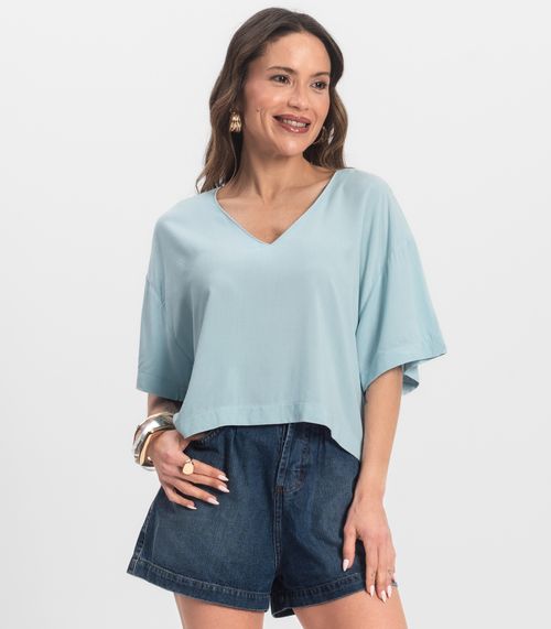 Blusa Feminina Tecido em Viscose Infinita Cor Azul