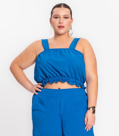 Regata Cropped Plus Size Neon Secret Glam Azul