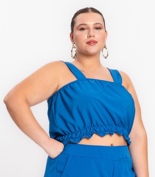 Regata Cropped Plus Size Neon Secret Glam Azul