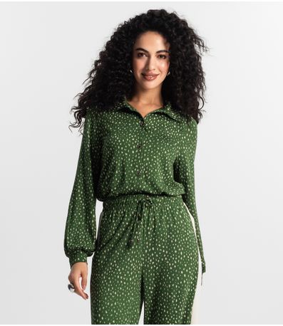 Camisa  Estampada Feminina Rovitex Verde