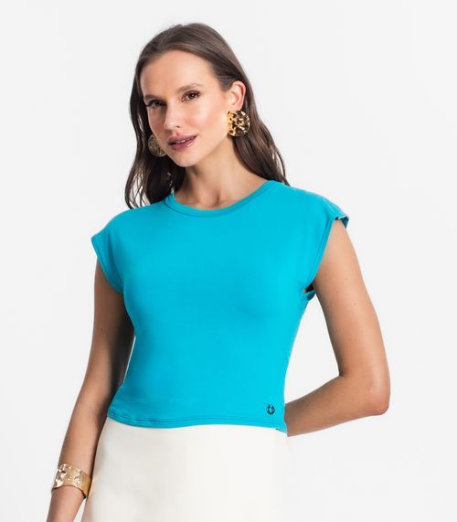 Blusa De Viscotorcion Básica Feminina Endless Azul