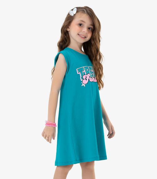 Vestido Infantil Em RIbana Rovi Kids Azul