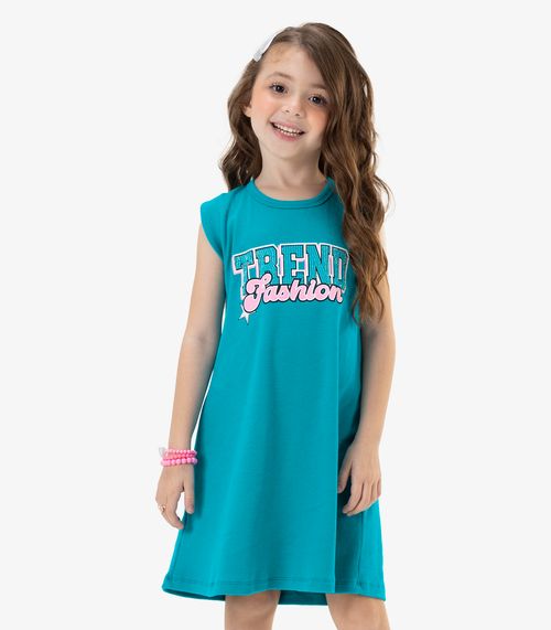 Vestido Infantil Em RIbana Rovi Kids Azul