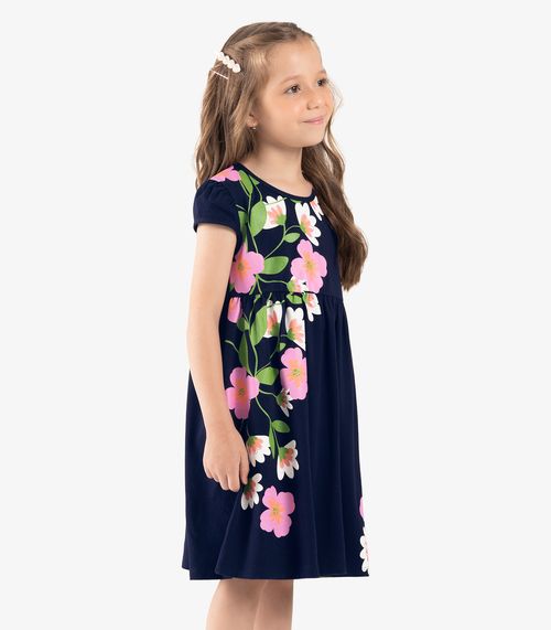 Vestido Infantil Manga Curta Rovi Kids Azul
